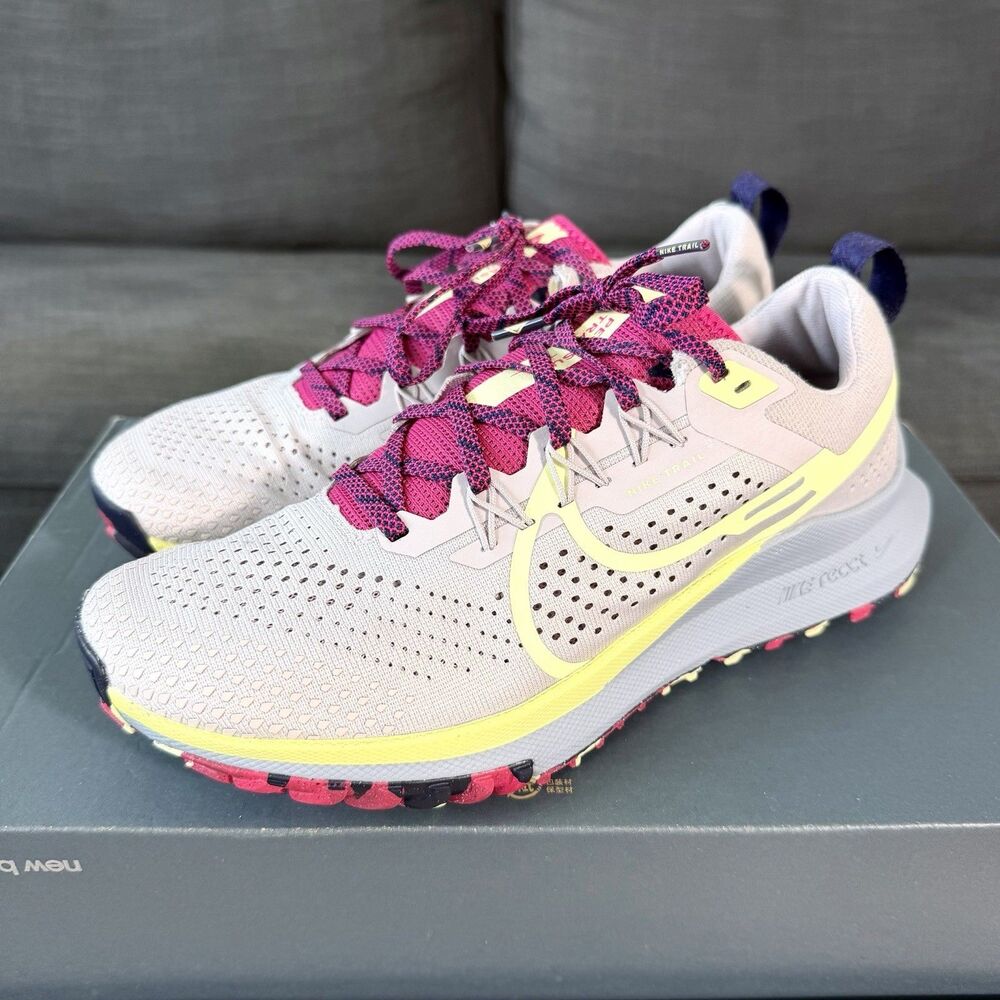 Nike React Pegasus Trail 4 Platinum Violet Luminous Green Hiking Women's 9.5